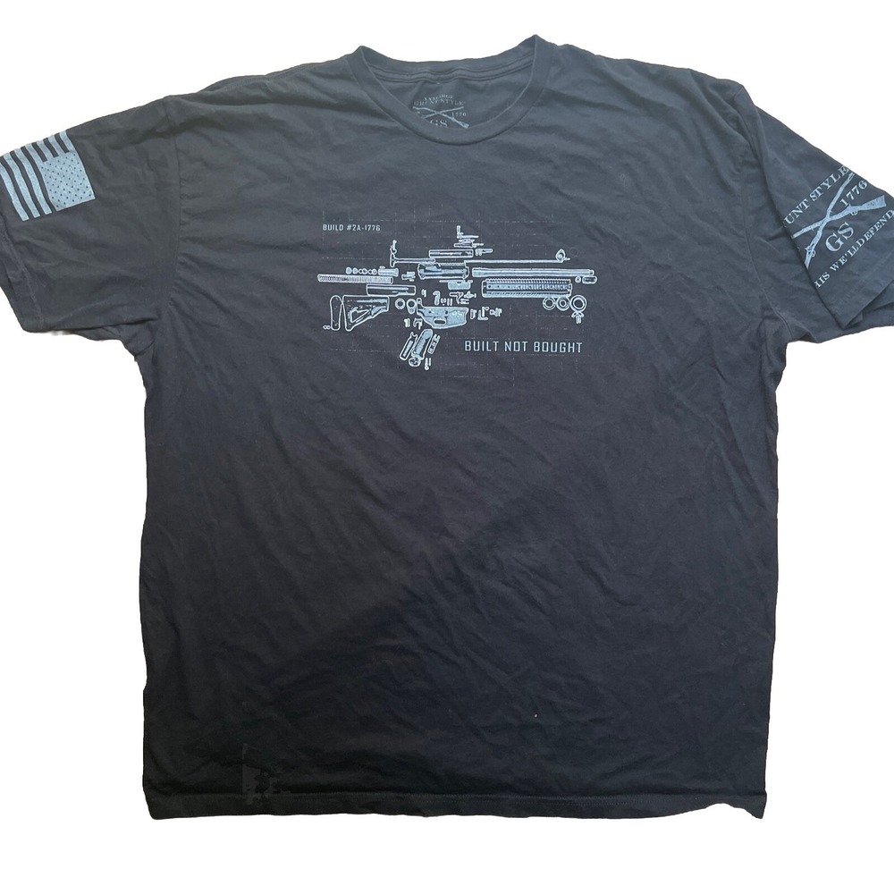 Grunt Style Rifle T-Shirt Mens 3XL Black Built Not Bought XXXL 2A-1776 AR-15 Gun